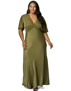 Electric Guitars Maxi Dress in Green
