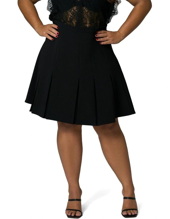 Empire Pleated Mini Skirt in Black image 1