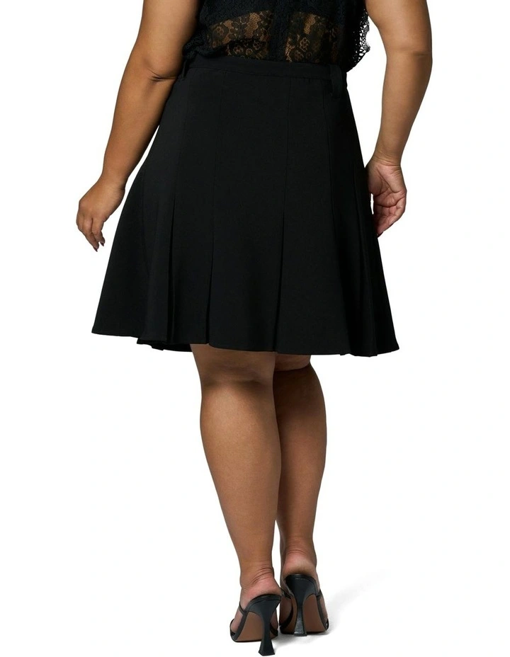 Empire Pleated Mini Skirt in Black image 2