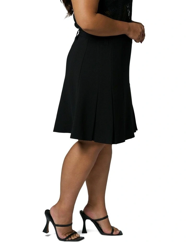 Empire Pleated Mini Skirt in Black image 3