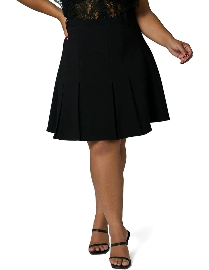 Empire Pleated Mini Skirt in Black image 5