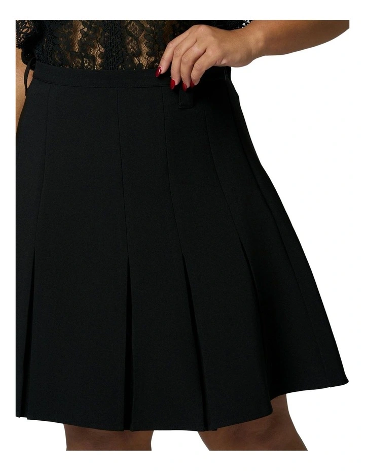 Empire Pleated Mini Skirt in Black image 6