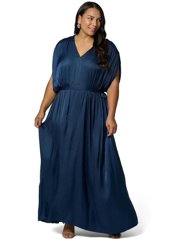 Aphrodite Satin Maxi Dress in Blue image 1