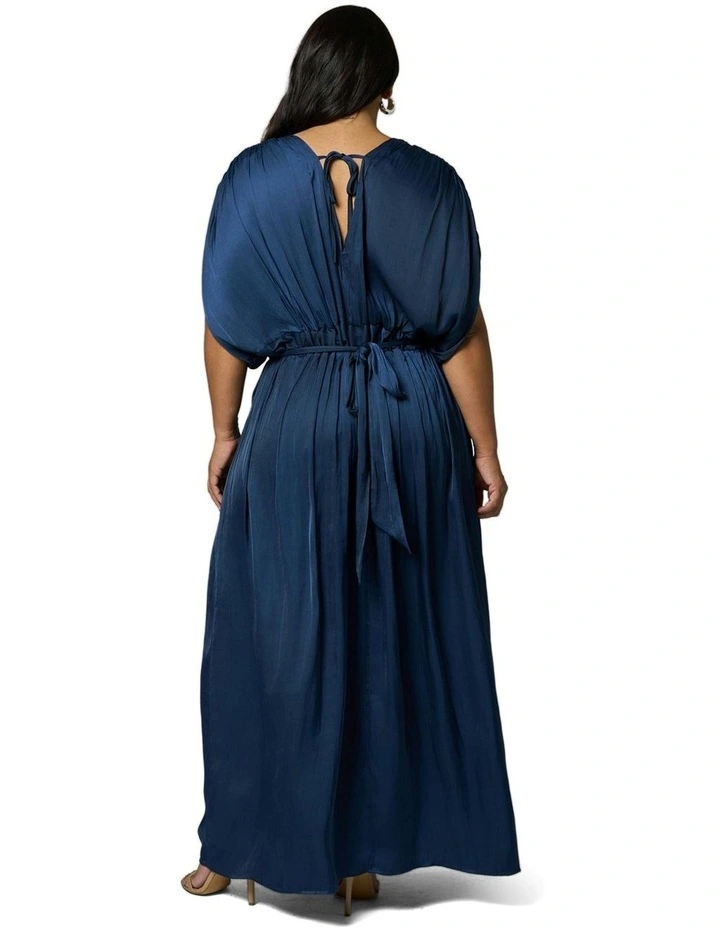 Aphrodite Satin Maxi Dress in Blue image 2
