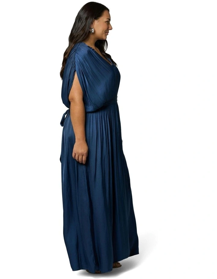 Aphrodite Satin Maxi Dress in Blue image 3