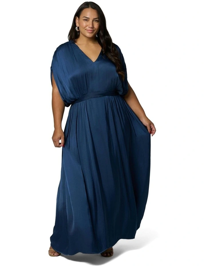 Aphrodite Satin Maxi Dress in Blue image 4