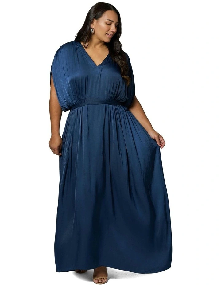 Aphrodite Satin Maxi Dress in Blue image 5