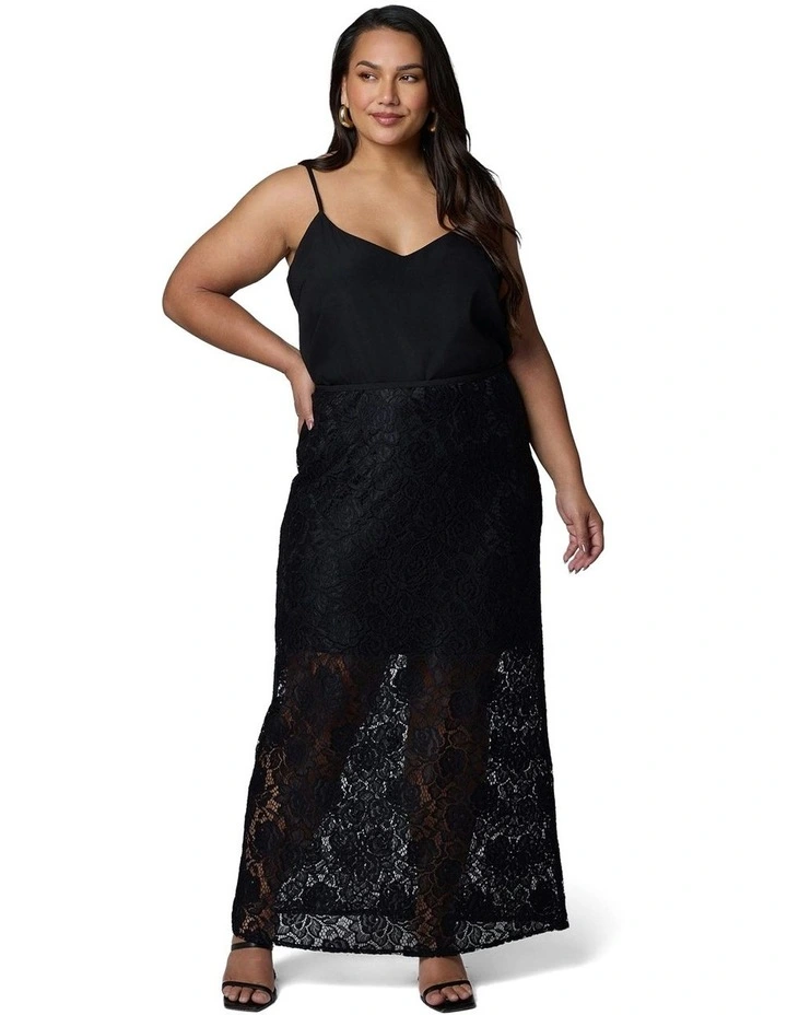 Captivated Lace Maxi Skirt in Black image 1