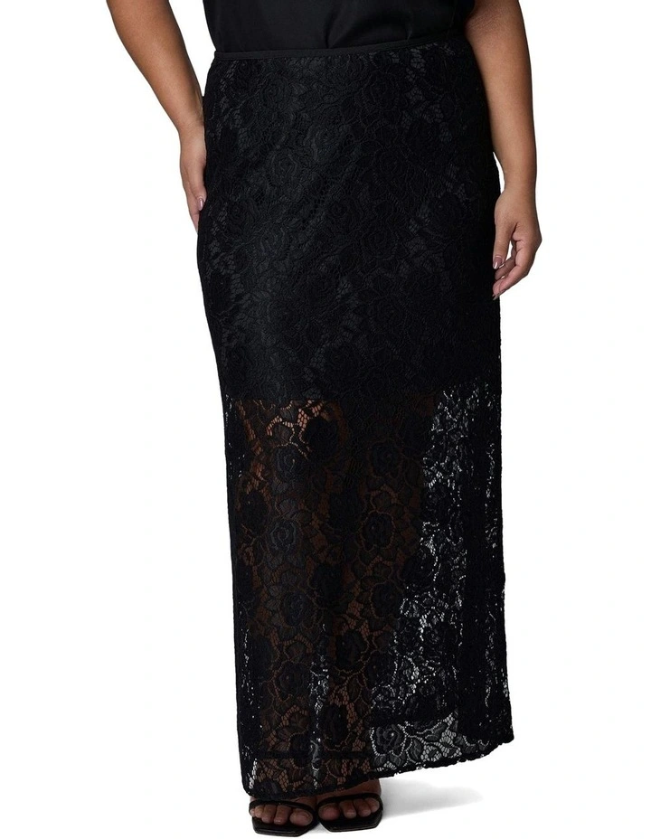 Captivated Lace Maxi Skirt in Black image 6