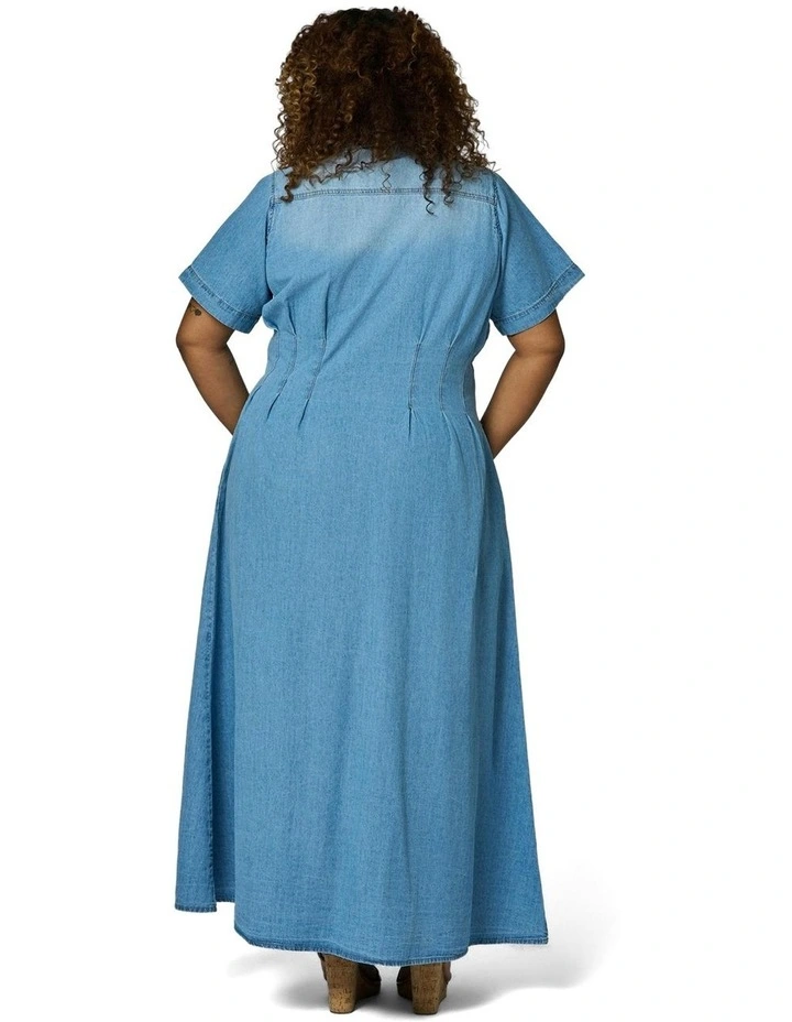 Tara Chambray Maxi Dress in Blue image 2