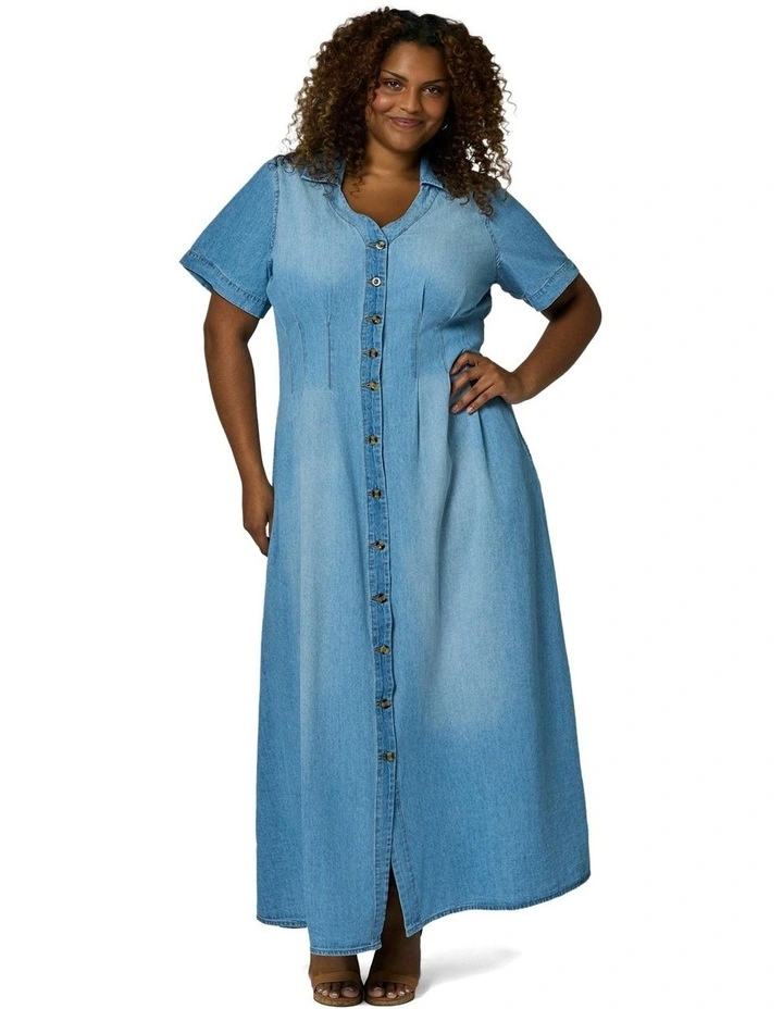 Tara Chambray Maxi Dress in Blue image 5