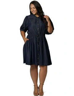 Marley Chambray Mini Dress in Blue