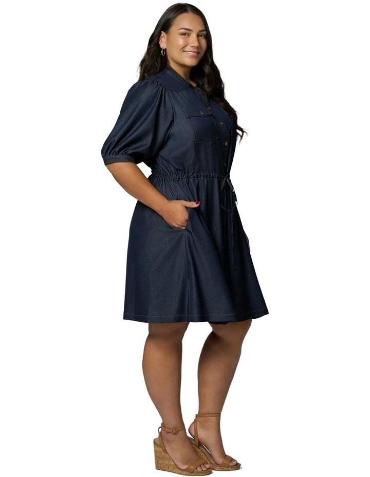 Marley Chambray Mini Dress in Blue image 3