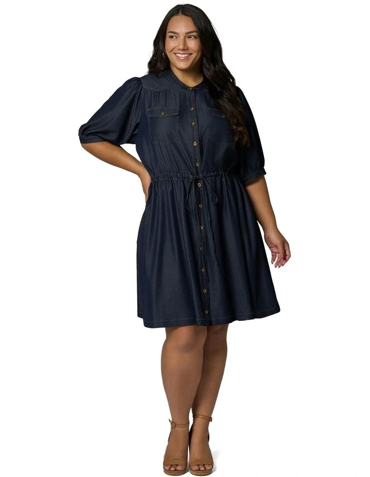 Marley Chambray Mini Dress in Blue image 4