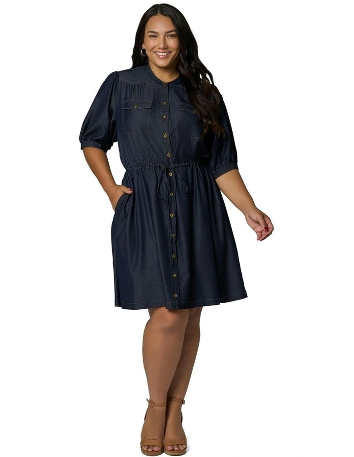 Marley Chambray Mini Dress in Blue image 5