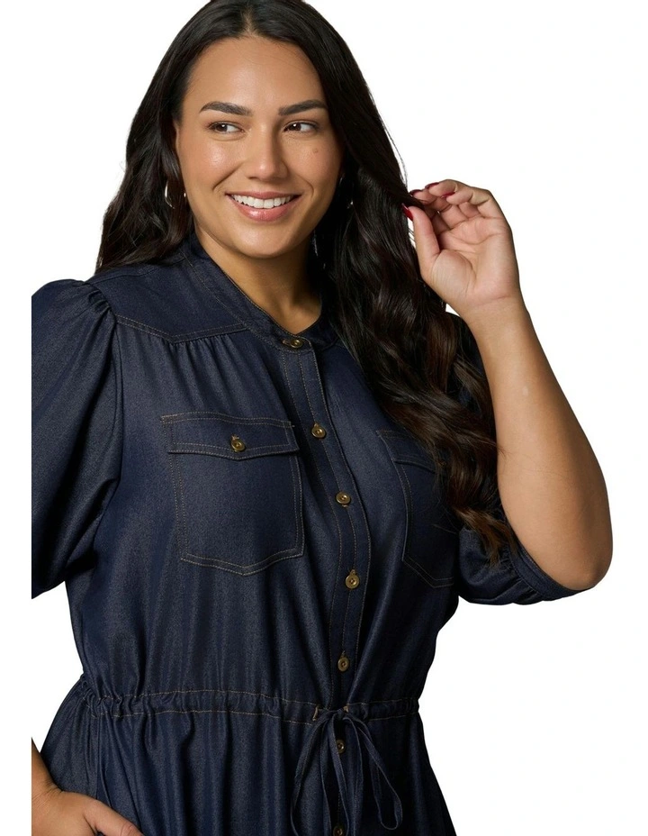 Marley Chambray Mini Dress in Blue image 6
