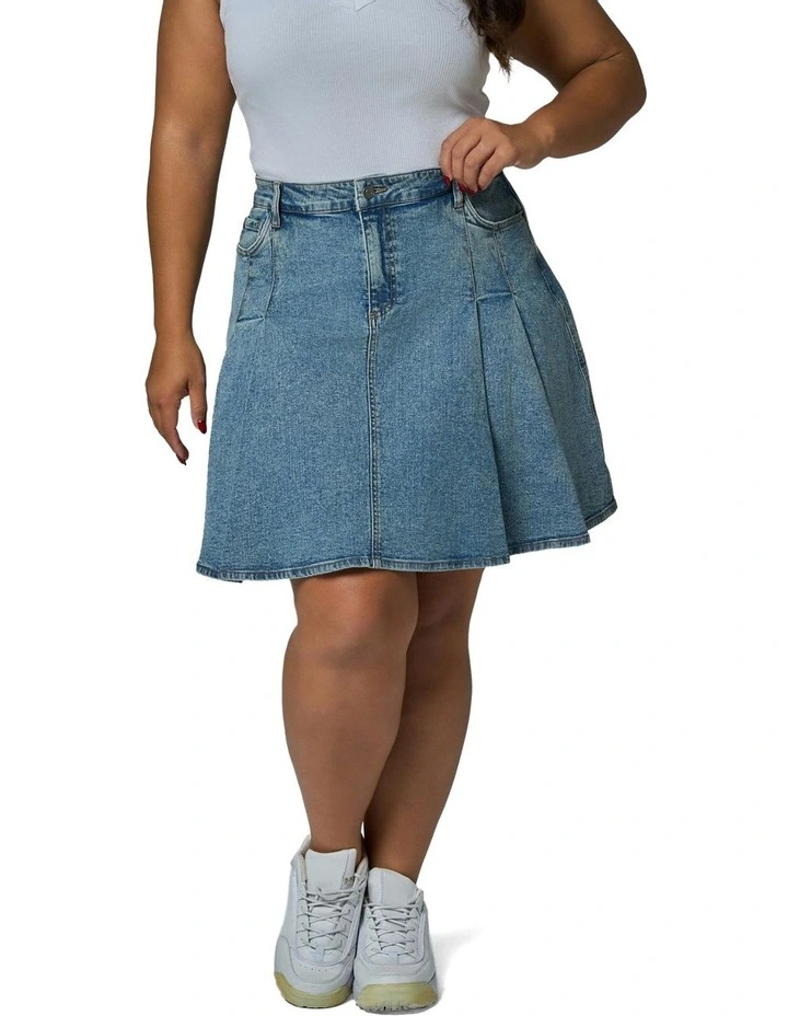 Paige Denim Mini Skirt in Blue image 5