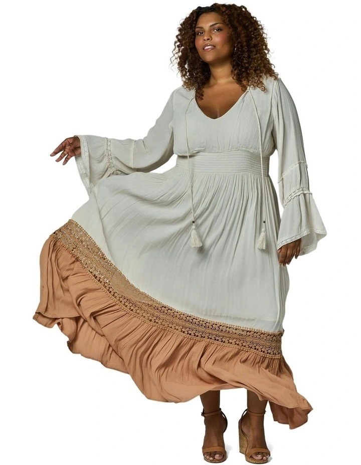 Radiant Goddess Maxi Dress in Cream image 1