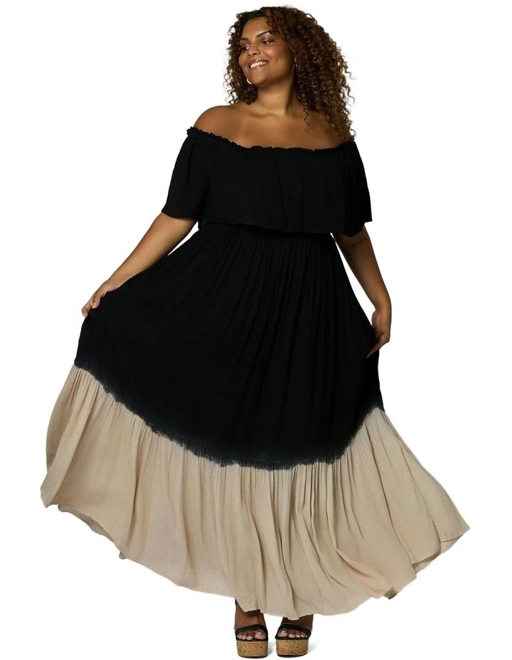 Moondive Maxi Tie Dye Dress in Black image 1