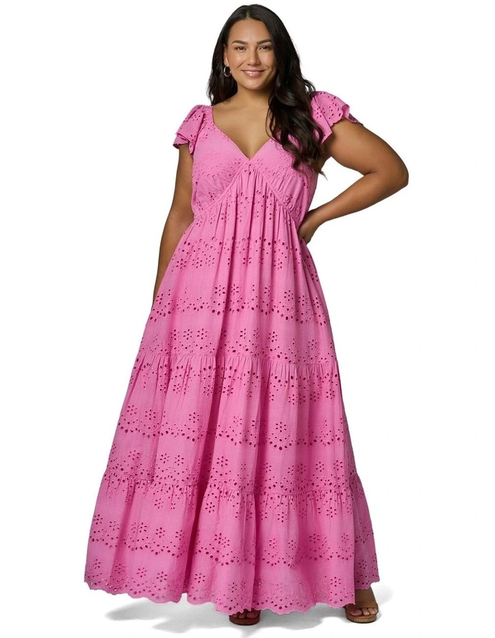 Violet Broderie Maxi Dress in Pink image 1
