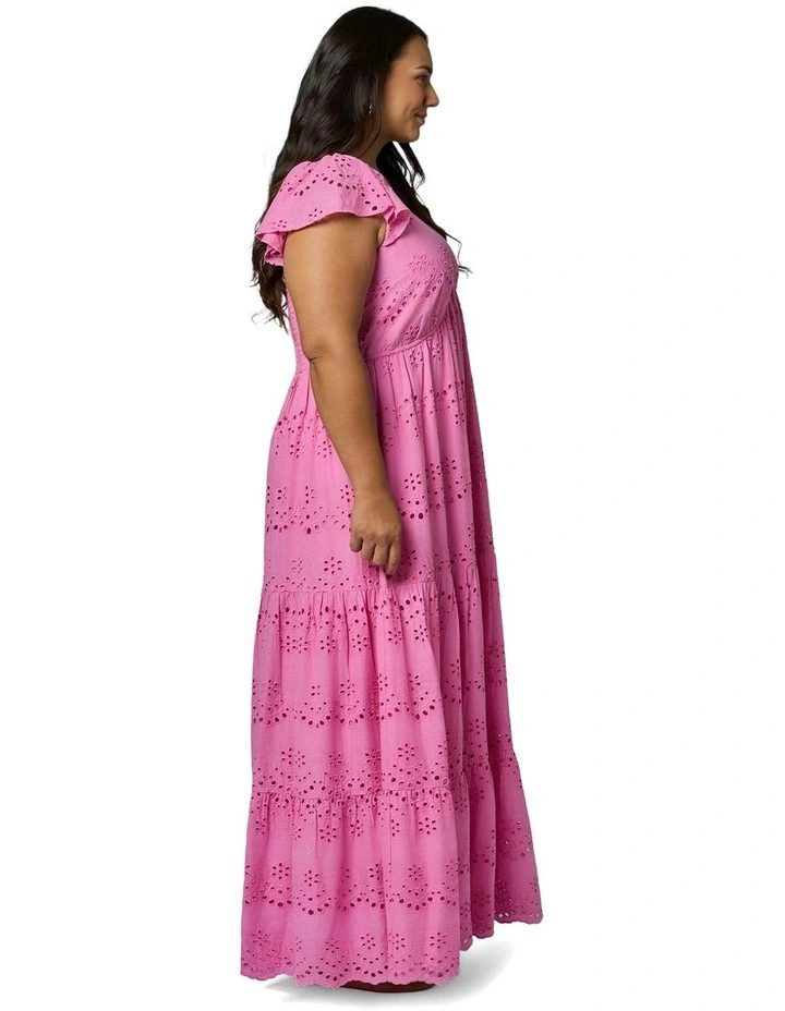 Violet Broderie Maxi Dress in Pink image 3