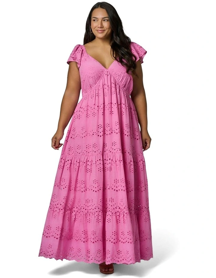 Violet Broderie Maxi Dress in Pink image 4