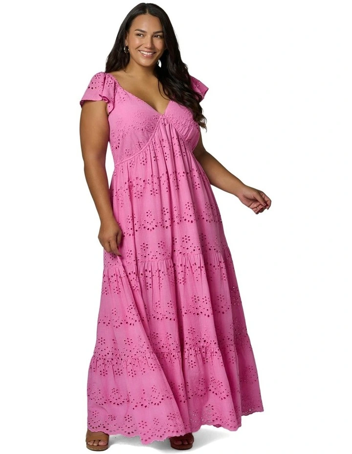 Violet Broderie Maxi Dress in Pink image 5