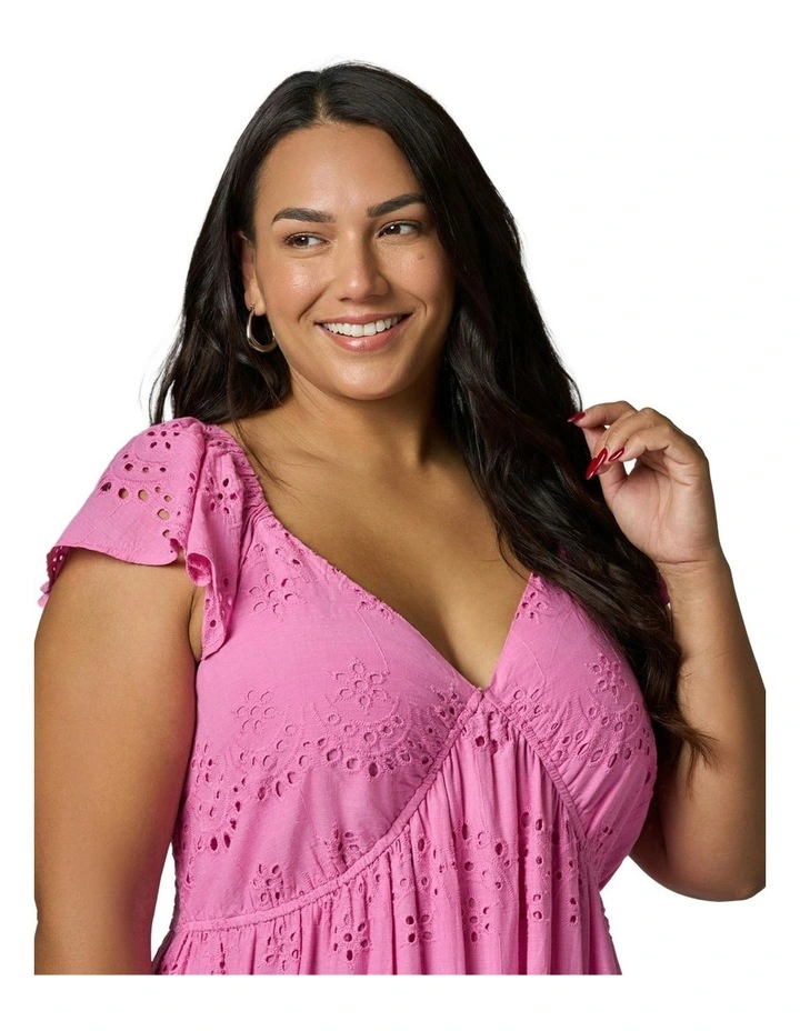Violet Broderie Maxi Dress in Pink image 6