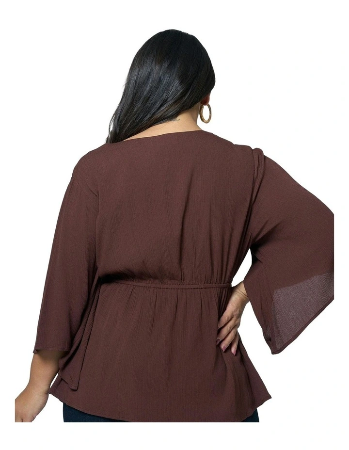 Salma Wrap Blouse in Brown image 2