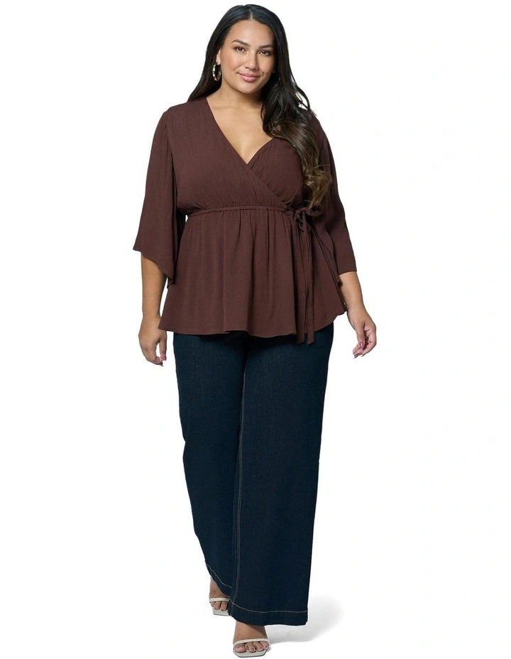 Salma Wrap Blouse in Brown image 5