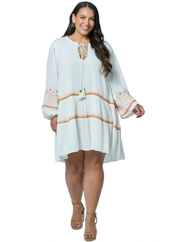 Golden Threads Mini Dress in Blue image 4