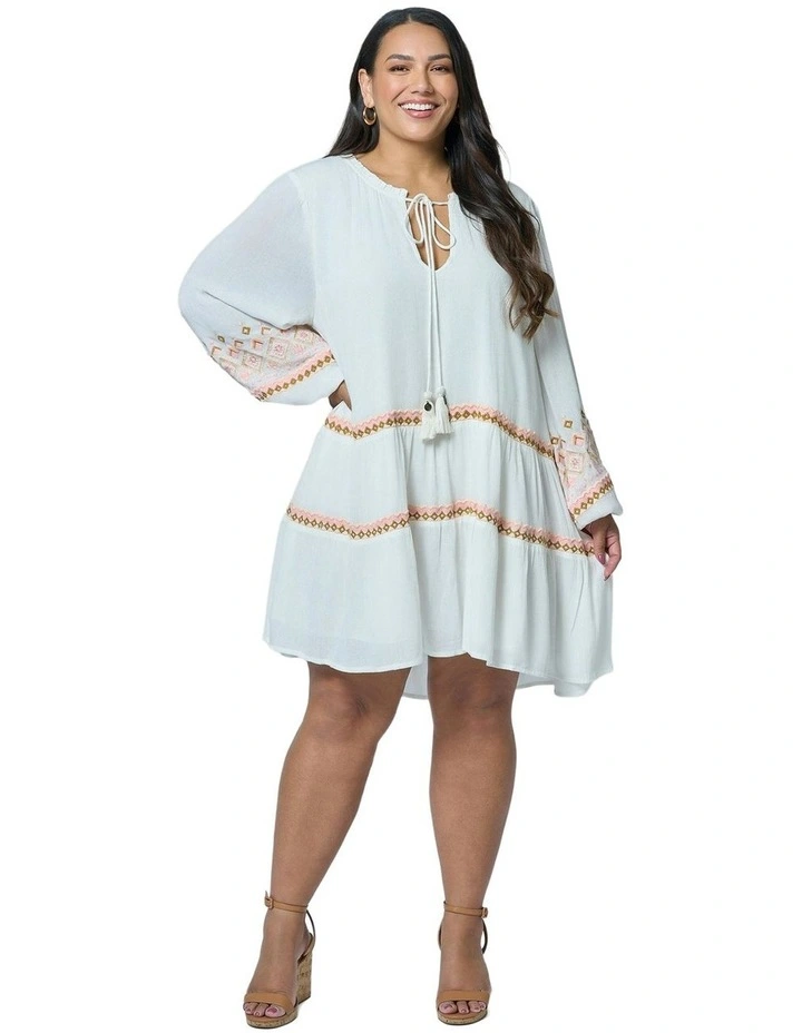 Golden Threads Mini Dress in Blue image 6