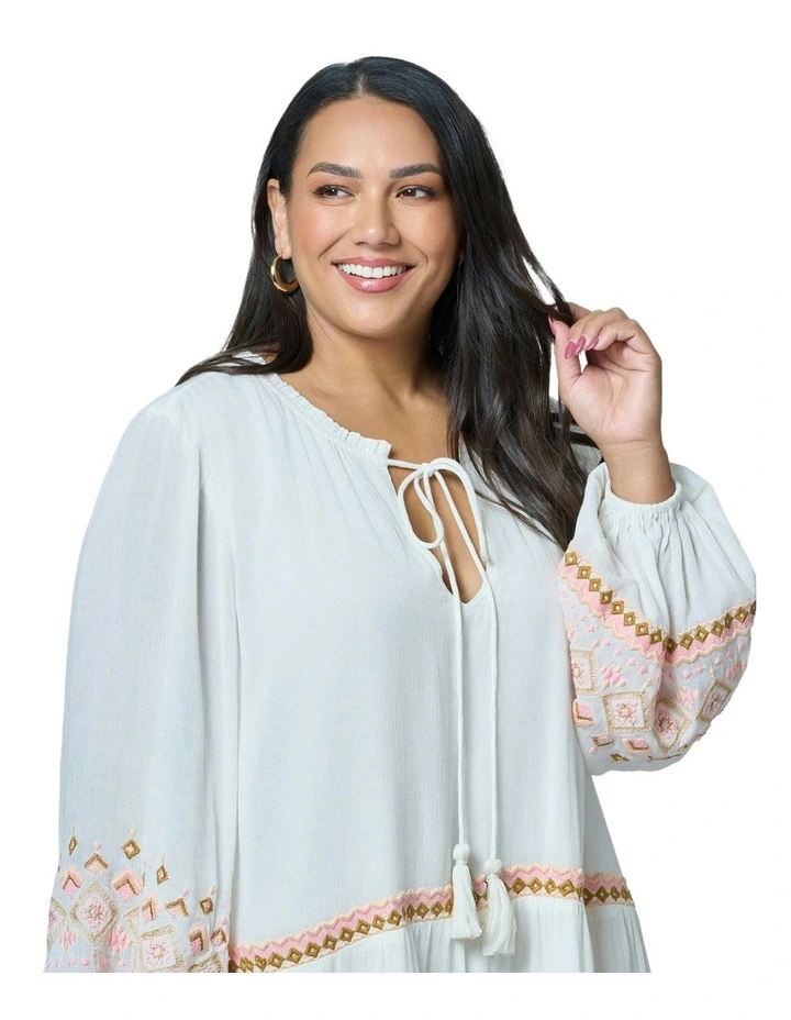 Golden Threads Mini Dress in Blue image 7