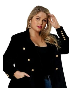 Take A Vow Velvet Blazer in Black