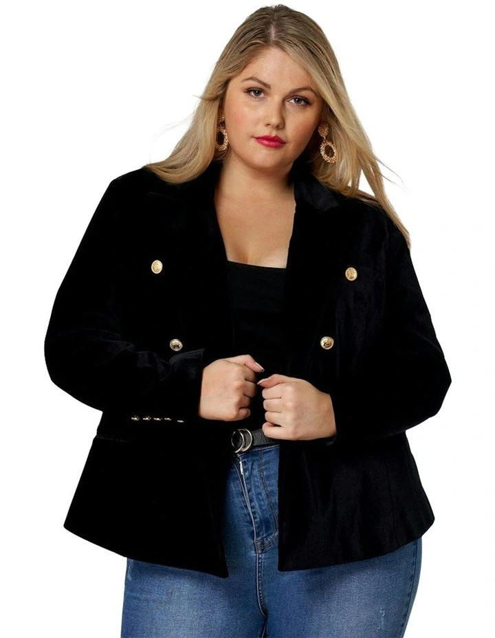Take A Vow Velvet Blazer in Black image 3