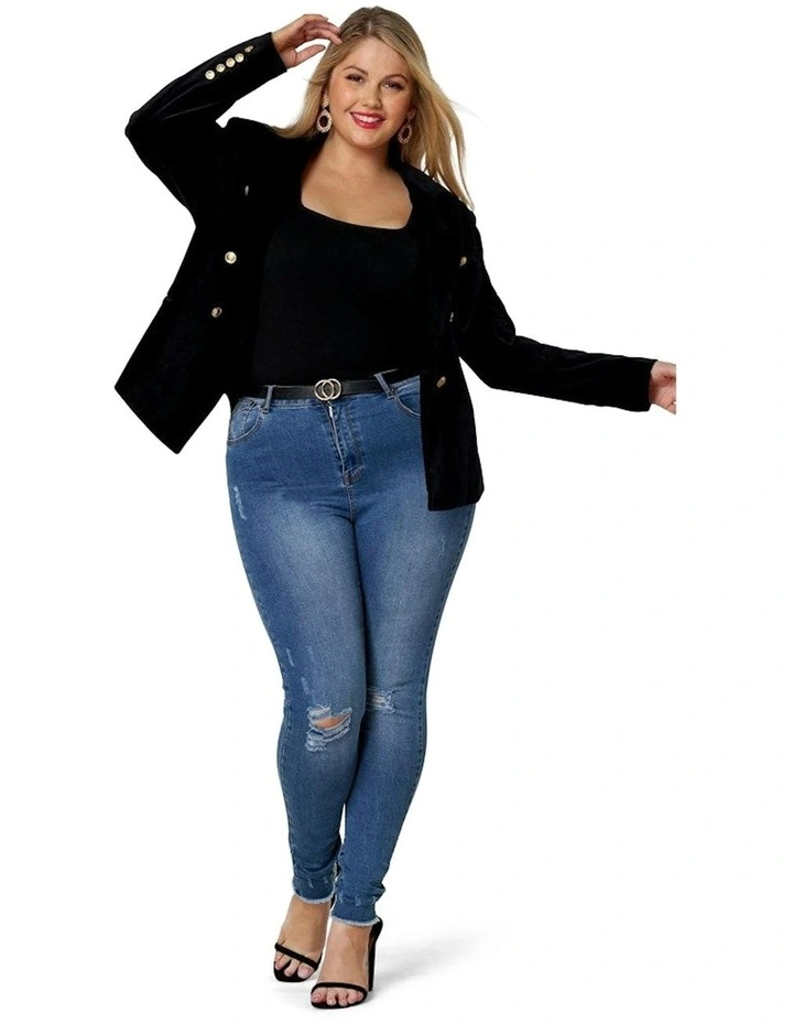 Take A Vow Velvet Blazer in Black image 6