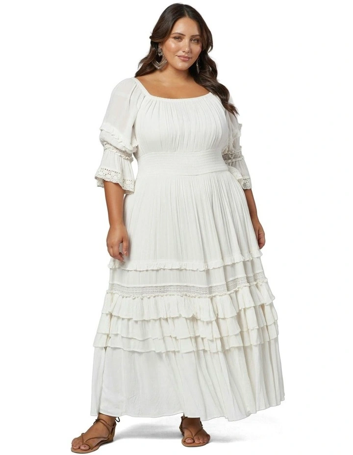 Grecian Goddess Maxi Dress in White image 3