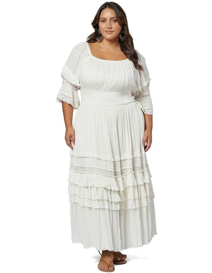 Grecian Goddess Maxi Dress in White image 4
