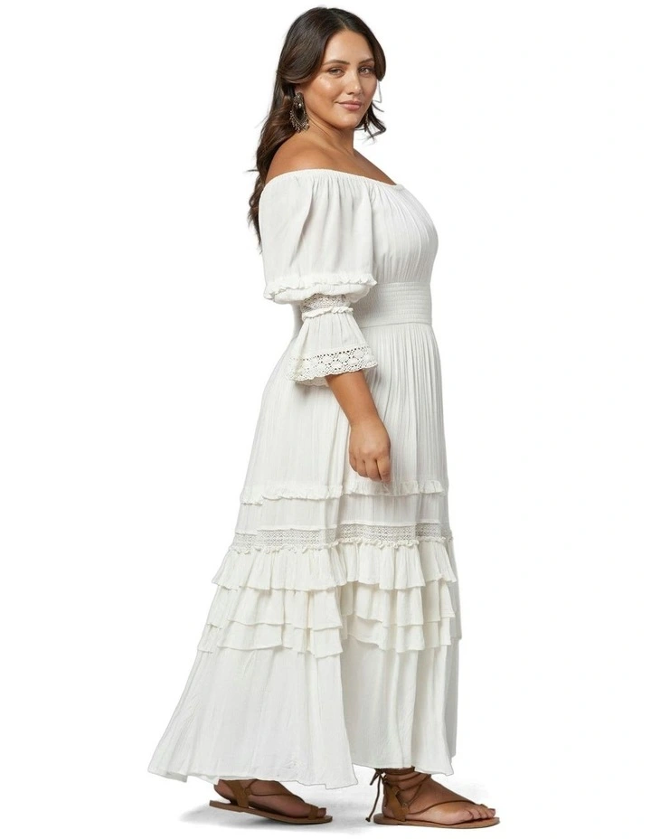 Grecian Goddess Maxi Dress in White image 5