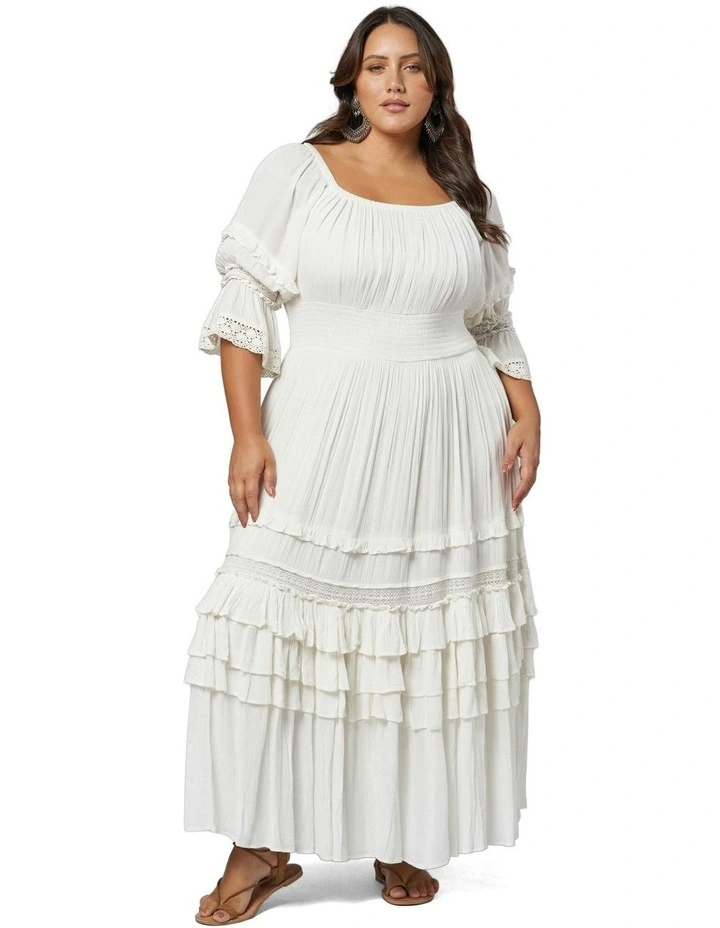 Grecian Goddess Maxi Dress in White image 6
