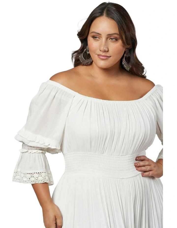 Grecian Goddess Maxi Dress in White image 7