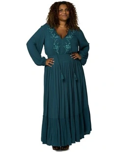 Bonfire Nights Maxi Dress in Dark Green
