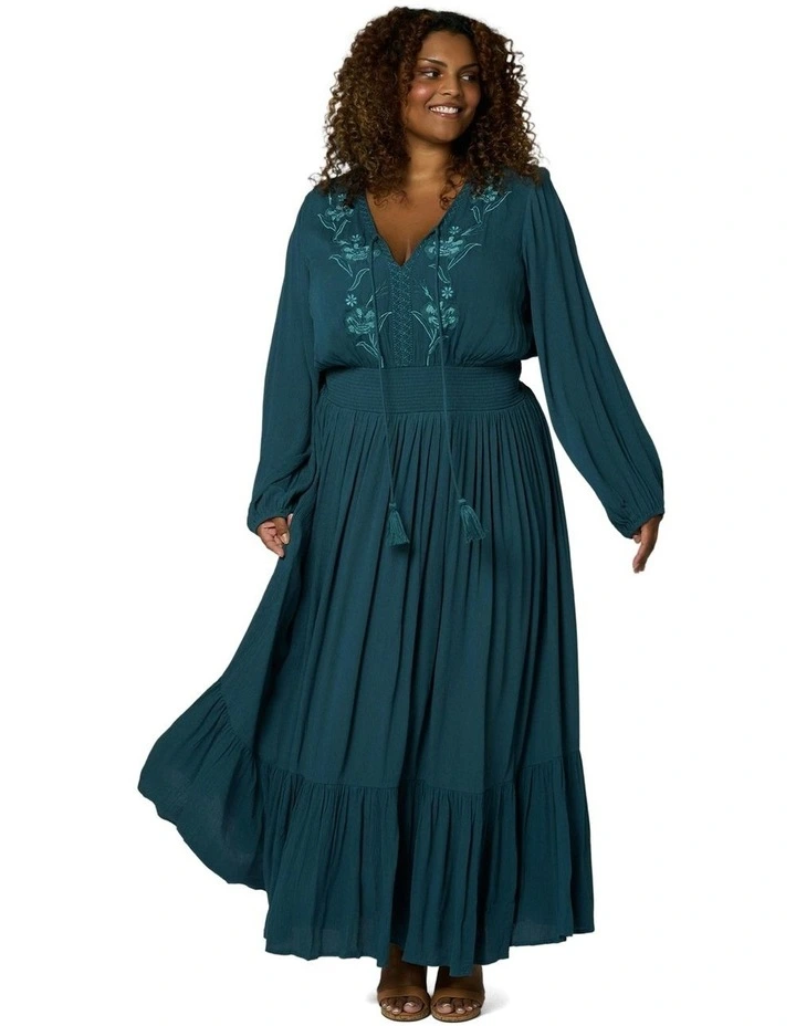 Bonfire Nights Maxi Dress in Dark Green image 5