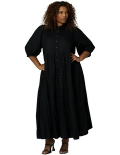 Wild Halo Midi Shirt Dress in Black