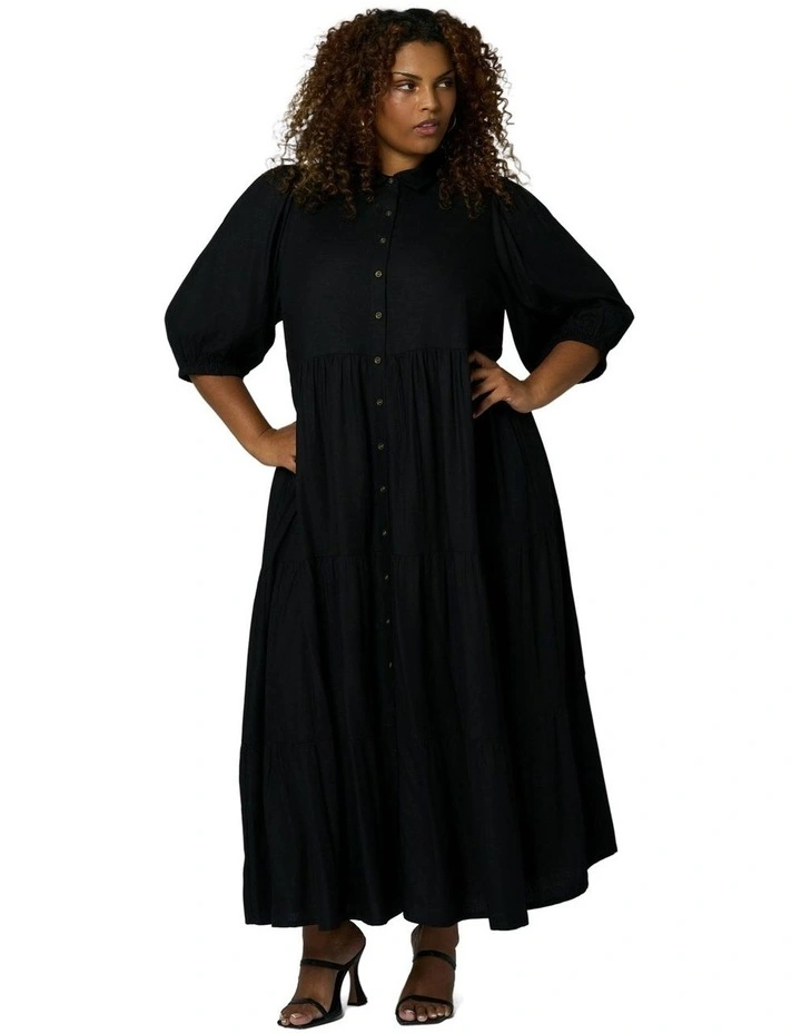 Wild Halo Midi Shirt Dress in Black image 1