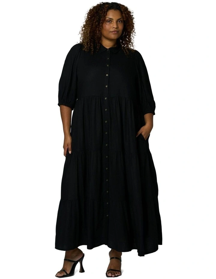Wild Halo Midi Shirt Dress in Black image 4
