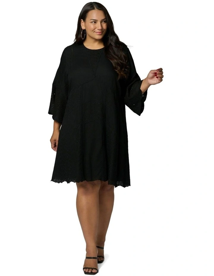 Rogue Broderie Mini Dress in Black image 1