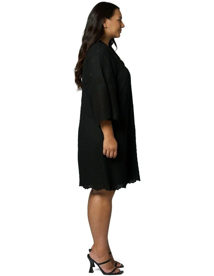 Rogue Broderie Mini Dress in Black image 3