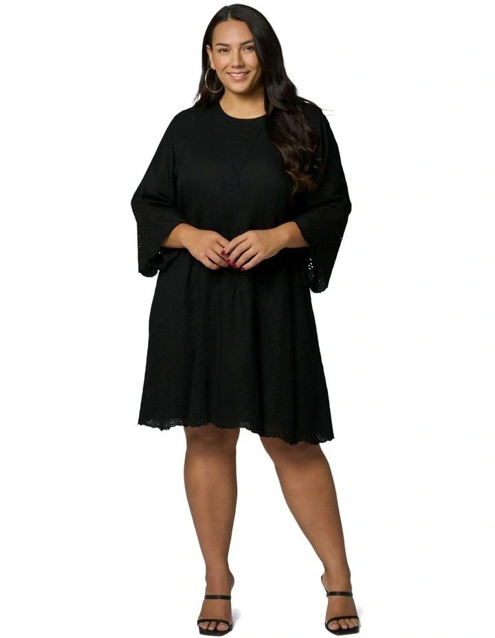 Rogue Broderie Mini Dress in Black image 4