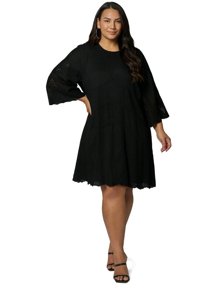 Rogue Broderie Mini Dress in Black image 5